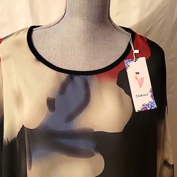 Ckikiou Chiffon Women's Tunic Floral Printed Boho Beach Cover-up, OS, NWT - Picture 2 of 6